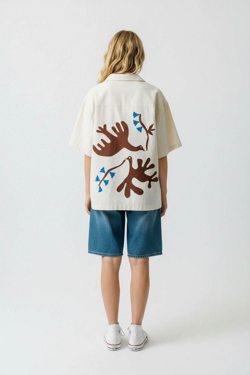 Studio shot - De dos avec motif oiseaux